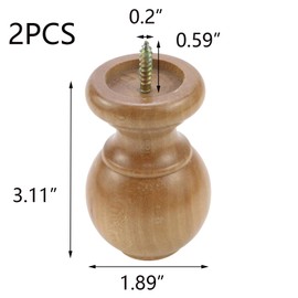 T Tulead Wood Curtain Rod Finial Screw on Curtain Rod End Caps Pack of 2 (Wood Color)