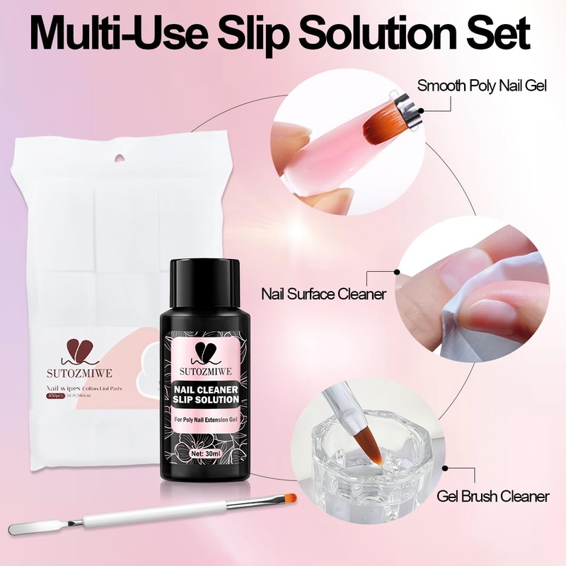 SUTOZMIWE Poly Gel Nail Kit, Clear White Nude Pink Nail