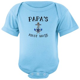 Nautical Baby Shower Bodysuit Papa's First Mate Nautical Sailing Bodysuit 12 Months Light Blue