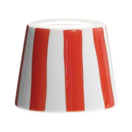 Zafferano, Poldina Cover, Hand Decorated Ceramic Cover for Table Lamp, Cover Compatible with Poldina Lamps, Made in Italy, Ø13 x 10 cm, Colour White - Red Stripes