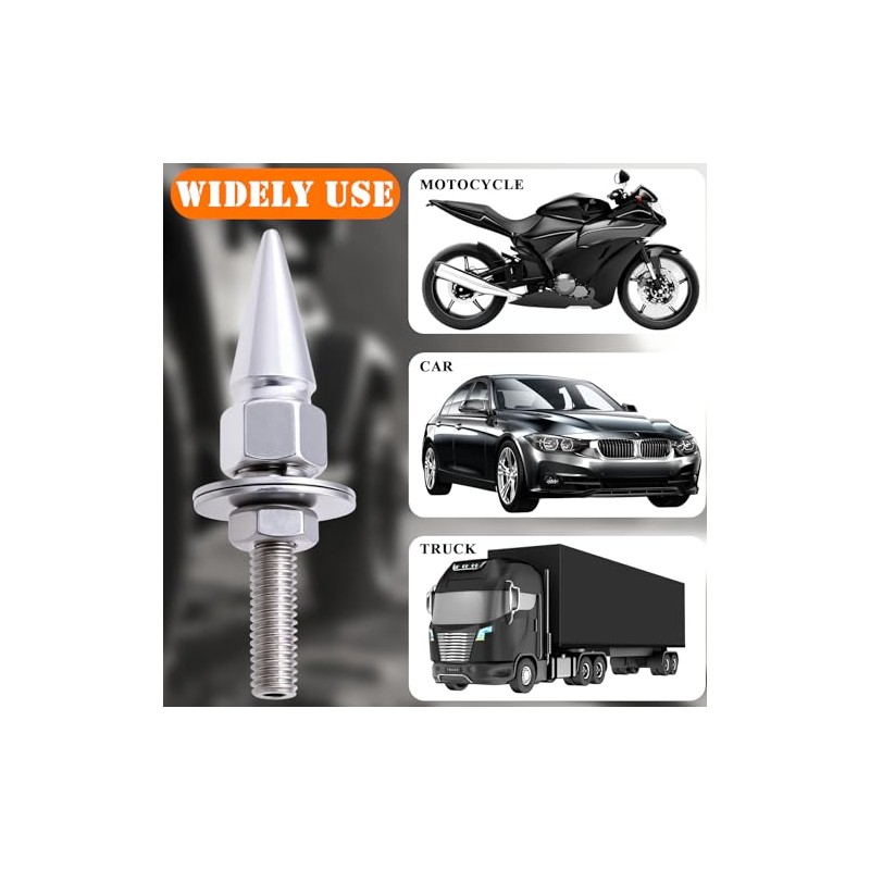 MEAJOO 4Pcs Spike License Plate Screw Fasteners Kit, Decorative Anti-Theft