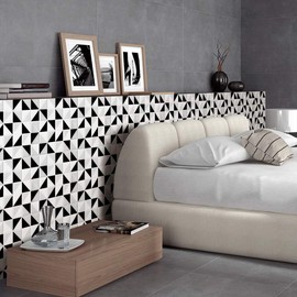 Ecoart Wall Tile Stickers 10" X 10" Peel and Stick Tile Waterproof Fire Retardant for Home Decor (6 Pack) (Triangle Mosaic)