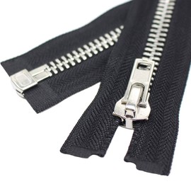YaHoGa #10 22 Inch Silver Separating Jacket Zipper Large Metal Zipper Y-Teeth Black Heavy Duty Metal Zippers for Jackets Sewing Coats Crafts (22" Silver)
