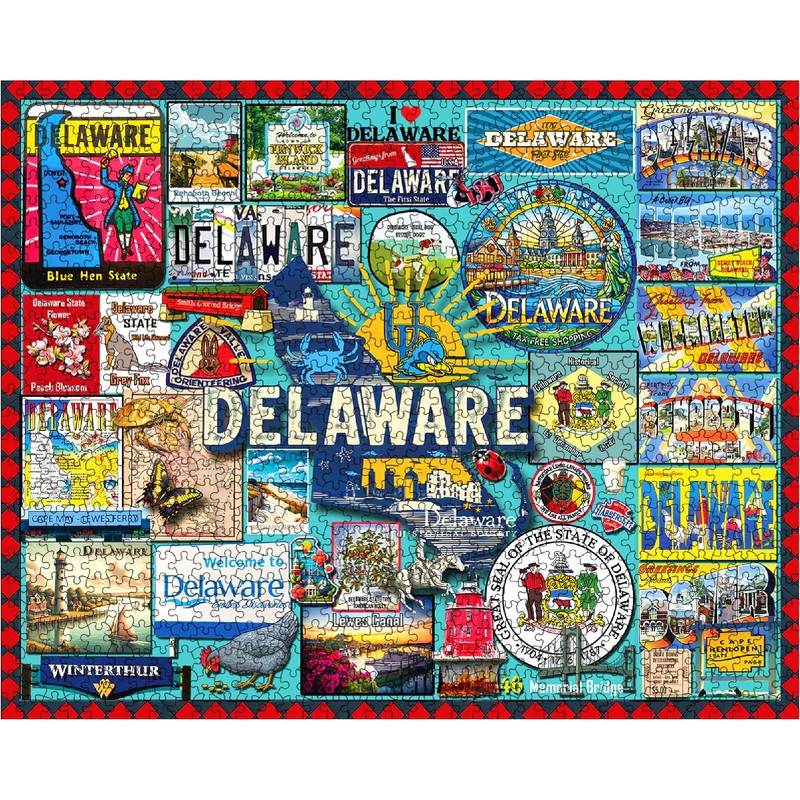 White Mountain I Love Delaware Puzzle 1000 Piece Collage Jigsaw