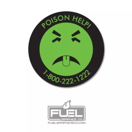 Poison Help Mr. Yuk Premium Vinyl Decal with Poison Control Number - 1.5" Round -Poison Help