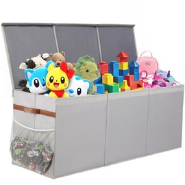 QYYDWN Extra Large Sturdy Toy Box, 40"x16"x14" Stuffed Animal Storage Bins with Lids, Collapsible Clothes Toy Chest Bins for Boys, Girls,Toddlers, Living Room Area Basket Organization and Storage
