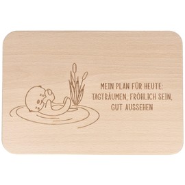 Spruchreif Wooden Breakfast Board with Engraving – Bread Board with Sayings Gift for Birthday – "Mein Plan für heute: Tagträumen..."