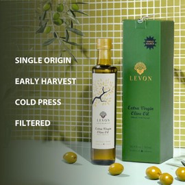 Levon, Gold Harvest Extra Virgin Olive Oil, 16.9 fl oz (500ml), Polyphenol Rich Premium Cold Pressed EVOO, Pesticide Free, Family Grove, LIMITED SUPPLY