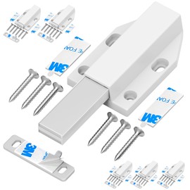 Magnetic Push Latch Without Nail Installation Tonitrui Heavy Duty Magnetic Touch Latches for Large Door Push Release Latch Kitchen Drawer Push Catch Press Out Latch(White 6 Pack)