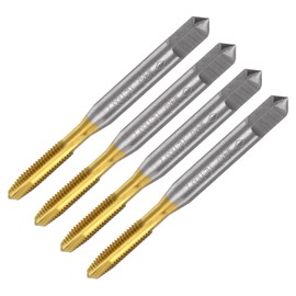 sourcing map 4pcs Spiral Point Plug Taps, M4 x 0.7 Metric Thread Screw Tap, Titanium Coated High Speed Steel 6542, Machine Tapping Threading Repair Tool