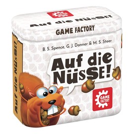 Game Factory Game Factory 646273 Auf die Nüsse, das knackige Würfelspiel, Mini-Spiel in handlicher Metalldose, Reisespiel, für Erwachsene und Kinder ab 8 Jahren