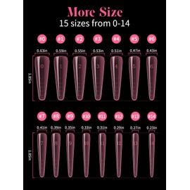 EBANKU Dual Nail Forms for Poly Extension Gel, 150 PCS Pink Nail Forms Reusable Acrylic Nail Molds Sets, 15 Sizes Nail Extension Forms for Builder Gel Manicure Nail Art Design Salon DIY