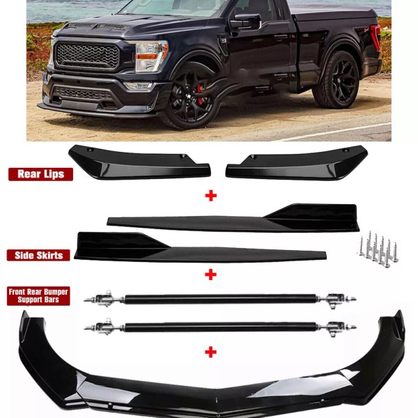 Unbranded Front Bumper Lip Spoiler Splitter+Side Skirt+Rear Lip For Ford