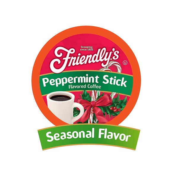 Friendly's Peppermint Flavored Coffee Pods for Keurig K Cup Brewers, Peppermint Stick, 40 Count