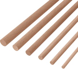 Gedotec Beech Round Rod Grooved | Ribbed Rods | Craft Sticks 8 x 1000 mm | Pack of 10 | Wooden Sticks Made of Beech Wood for Crafts | Round Rod Made of Solid Wood Round | Craft Sticks Wooden Building