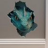 Teal Dragon Decal - Wall Hole Sticker with 3D Effect