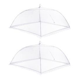 PATIKIL 17"X17" Mesh Food Covers, 3 Pack Collapsible Reusable Fruit Vegetable Food Screen Tent Umbrella for Kitchen Outdoor Picnics BBQ Party Camping, White