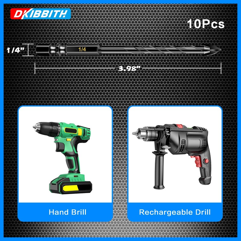 10 Pack 1/4" Concrete Drill Bits, Masonry Drill Bit Set,