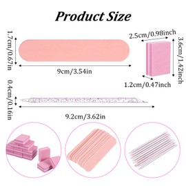 Mabor 12 Sets Disposable Manicure Kit (Pink) – Individually Wrapped Mini Nail Files, Buffers & Wooden Sticks for Salon & Home Pedicure