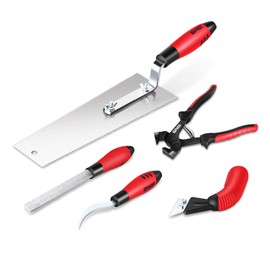 DNA MOTORING TileCraft Pro Complete Tile Installation Kit Contains File, Tile Pliers, Tile Gap Cleaner, Caulk Extractor & Double-sided Saw, Five Piece Set, TOOLS-00416