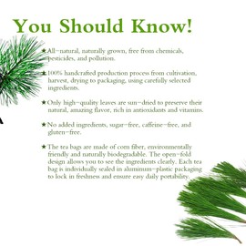 Soilmount Pine Needle Tea, Natural Pinus Massoniana Tea, (马尾松针茶/Ma wei song zhen cha/100% Natural Pinus massoniana/솔잎) Non-GMO, Caffeine-Free, 18 Bleach-Free Tea Bags