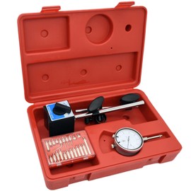 Dial Indicator with Magnetic Base, 0-1.0" Tester Gage, 0.001" Precision Test Indicator with Point Precision Inspection Set,Magnetic Dial Indicator Base Holder with Fine Adjustment Long Arm