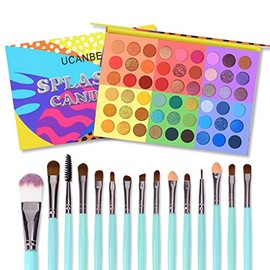 UCANBE Paleta de sombras de ojos de 54 colores  15 brochas de maquillaje, altamente pigmentado metálico mate brillo sombra de ojos brillante color... 