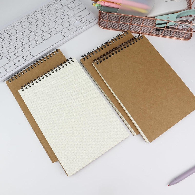 Aacehlh 4 Pack Graph Paper Notebook, A5 Top Wirebound Grid