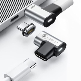 DuHeSin - Adaptador magnético USB C, paquete de 2 adaptadores magnéticos USB C, 24 pines USB3.1 10 Gbps de transferencia de datos 4K 60Hz Video PD 100w Carga compatible con MacBook Pro/Air USB-C