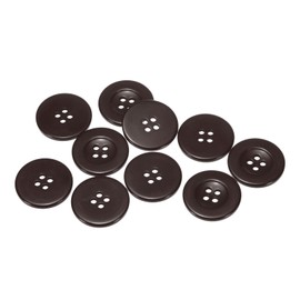 HARFINGTON 10pcs 48L Sewing Buttons 1-1/4"(30mm) Resin Round Flat 4-Hole Craft Replacement Buttons for Coats Sewing Clothing and DIY, Dark Brown