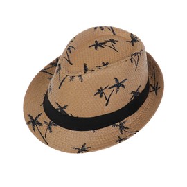 JK Home Sun Hats for Women Men, Summer Panama Trilby Fedora Short Brim Jazz Hat UV, Vintage Straw Beach Cap Khaki