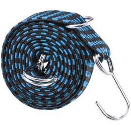 Plus Nao Elastic Cargo Cord Length 16.4 ft (4 m) DIY Tool, Includes Hook, Elastic Rope, Elastic Band, Fastening Strap, Load Tightening Belt, Telescopic, Bicycle, Doll, Bike - 4m x Blue