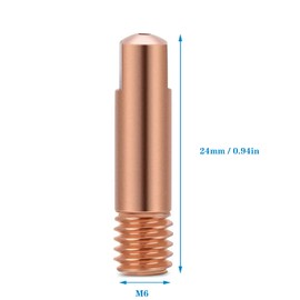 MB15 15AK Power Nozzles Welding Contact Tip 0.6 mm M6 x 24 mm Copper Power Nozzle Contact Tips Welding Tips for 15AK MIG/MAG Welding Torch Accessories Wear Parts (0.6 mm) Pack of 10