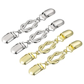 QUARKZMAN Pack of 4 Pullover Clips Retro Collar Clips for Cardigans Shirt Clips Dresses Clip Brooch Scarf Clips for Women (Silver Gold), Zinc