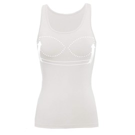 Tank Tops for Women Basic Camisole with Built in Bra Casual Wide Strap Sleeveless Layer Top for Summer (Small, White)