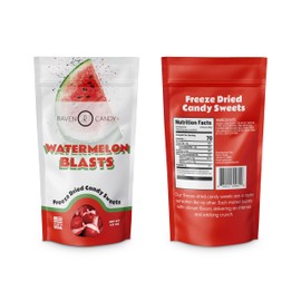 Raven Candy Watermelon Blasts Freeze Dried Candy 1.5 oz | Crunchy & Zesty | Perfect for On-The-Go Snacking | Light & Airy Sweet Treats | TikTok Challenge Favorite | Quality Tasty Snack