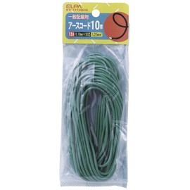 Elpa KV-1210H(G) Earth Cord 300V/12A, 1.25m2, 32.8 ft (10 m), Green