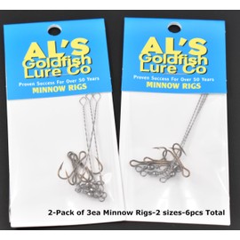Minnow Rig Combo 2 Pack, 6pcs Total (2" & 2.5"). Stainless Steel and Rust Resistant for Freshwater and Saltwater use by AL's Goldfish Lure Company
