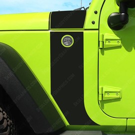 Skull Daddy Graphics Cowl Hood and Fender Stripe Decal Sticker to fit Jeep Wrangler JK JKU 2016-2018 (Matte Black, JK JKU 2016-2018)