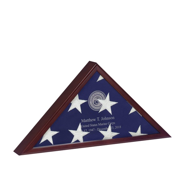 Personalized 5' x 9.5' Memorial Flag Case - USA Made - Cherry Laminate