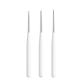 LZGOPE 3Pcs Nail Art Liner Brushes,Professional Art Nail Painting Pen，Nail Liner Striping Brush,UV Glue Painting Scribing Brush, DIY Nail Art Tools, Fine Nail Art Set (White)