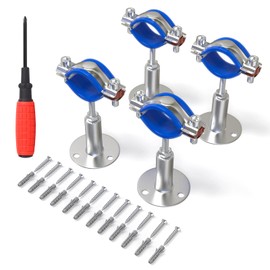 TAISHER 4PCS 304 Stainless Steel Wall Mount Ceiling Mount Adjustable Pipe Supports，Adjustable Pipe Strap Bracket，Suitable for 3/4 inch diameter tubes (25-28mm) with Screws，Adjustable Height 50-100mm