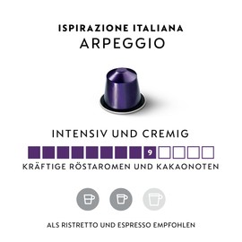 NESPRESSO Original Arpeggio 100 Coffee Capsules Arabica & Robusta Coffee Dark Roast Intensity 9 Ideal for Espresso