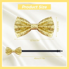 PAFUWEI Dark Gold Sparkling Glitter Men's Pre-Tied Bow Tie Shiny Sequins Bowtie Bling Bow Ties Glittering Bow Tie for St Patricks Day Carnival Party Christmas Xmas Fancy Dress