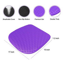 Large Gel Seat Cushion for Long Sitting with Non-Slip Cover,Soft & Breathable,Seat Cushion for Chair,Car,Office,Desk Chair,Wheelchair (17" x 15")