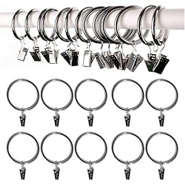 Silver Curtain Rings with Clips 28mm Strong Metal Curtain Hanging Rings with Clips for Curtain Hanging Curtains Rings and Clips 28mm Pack of 20