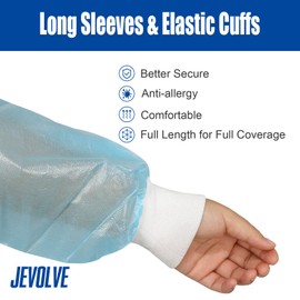 200PCs Dental Grade Disposable PP+PE Isolation Gown AAMI by JEVOLVE | Long Sleeve & Elastic Cuff Universal Size Level-2