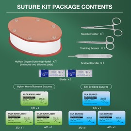 MedEduQuest Hollow Organ Suturing Kit, Suture Practice Kit for Medical Students, Surgical Kit for Medical Training, Nursing Doctor Medical Supplies(Replaceable Silicone Pad)