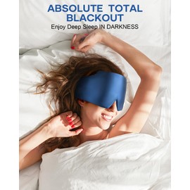 Silk Sleep Mask Eye Mask for Man and Woman, Large Size Face Hugging Padded Sleep Blindfold Silk Eye Cover with Adjustable Band for Total Blackout for All Night Sleep