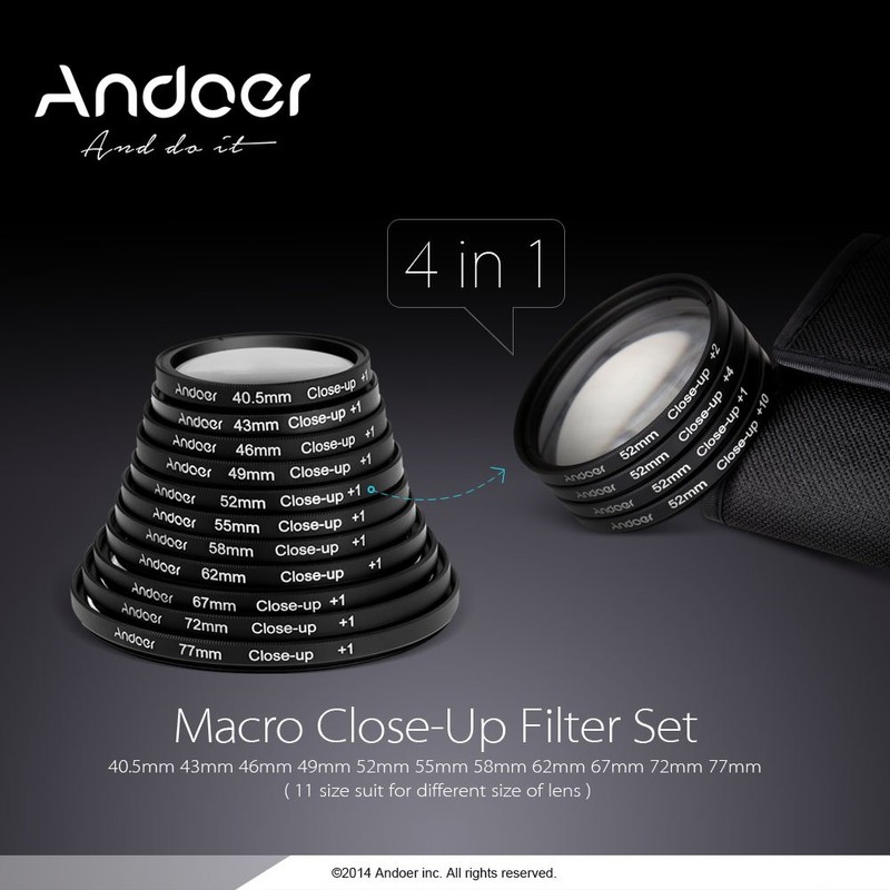 Andoer® 52mm Macro Close-Up Filter Set with Pouch Close-up Lens